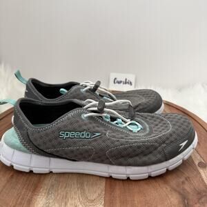 Speedo Water Shoes Women's Size 9 Gray Aqua Quick Lace Drainage Beach Swim 10745
